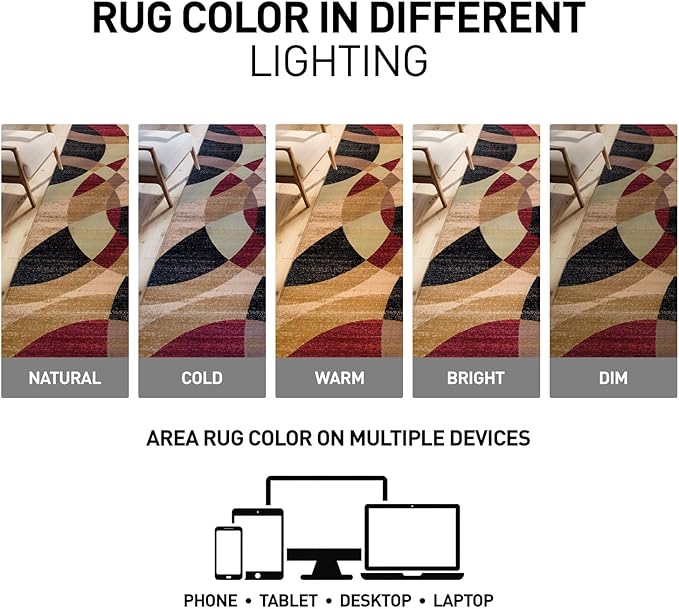 Rugshop Contemporary Abstract Circles Perfect for high Traffic Areas of Your Living Room,Bedroom,Home Office,Kitchen Area Rug 7'10" x 10'2" Multi