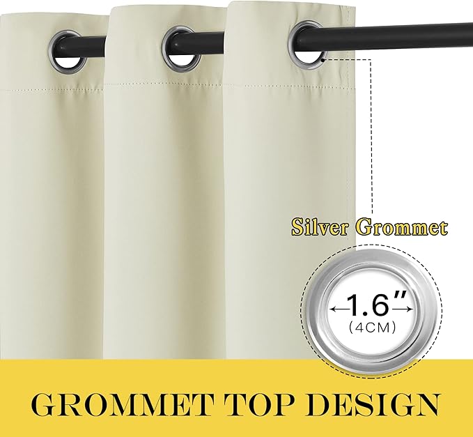 NICETOWN Sliding Door Curtain 108 inches Long, Blackout Patio Door Panel Privacy Thermal Insulated Sound Reducing Room Divider Drape for Bedroom/Living Room (1 Panel, Beige, W80 x L108)