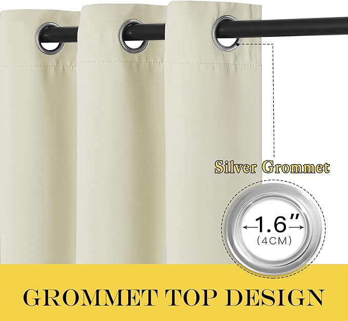 NICETOWN Blackout Drapery Curtain Panel 90 inches Long - Window Treatment Thermal Insulated Grommet Blackout Curtain/Drape for Bedroom Living Room (Beige, 1 Panel, 46 by 90 inches)