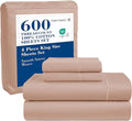 LANE LINEN King Size Bed Sheets – 600 Thread Count Long-Staple 100% Cotton, Naturally Cooling Sheets King Size, Value for Money Bedding, Low Pill & Fade Resistant, 15" Deep Pocket – Sepia Rose