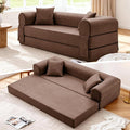 Convertible Folding Sofa Bed,78.5 Inch Faux Leather Futon Couch with Pillows & Storage Pocket,5-in-1 Queen Sleeper Sofa in a Box with Pull Out Bed,Boneless Couch for Living Room Bedroom,Brown