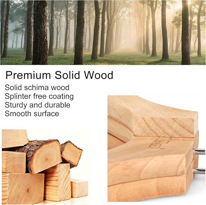 TOPIA HANGER Wooden Coat Hangers 12 Pack, Premium Wood Top Suit Hangers with No Shoulder Bump, 360° Swivel Hook and Cut Notches Clothes Hangers for Sweater, Coat, Shirts, Jackets, Dress, Natural CT84N