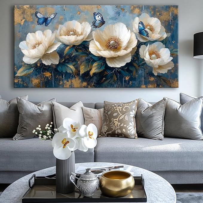 Flowers Canvas Wall Art - Modern landscape Paintings for Living Room, Bedroom Wall Decor, Framed Wall Art for Home or Office Decoration, Large Wall Art 75x150cm(30x60in)