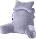 SLIGUY Reading Pillow-Bed Rest Pillow with Detachable Neck Roll & Support Arm for Sitting in Bed Couch or Floor-Backrest Reading Pillow Adult Back Pillow for Reading/Watching TV/Gaming/Relaxing,Grey