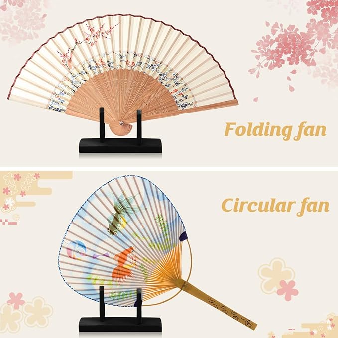 BESPORTBLE Wooden Hand Fan Stand Japanese Style Folding Fan Holder Portable Foldable Rack Display Base for Home Decoration