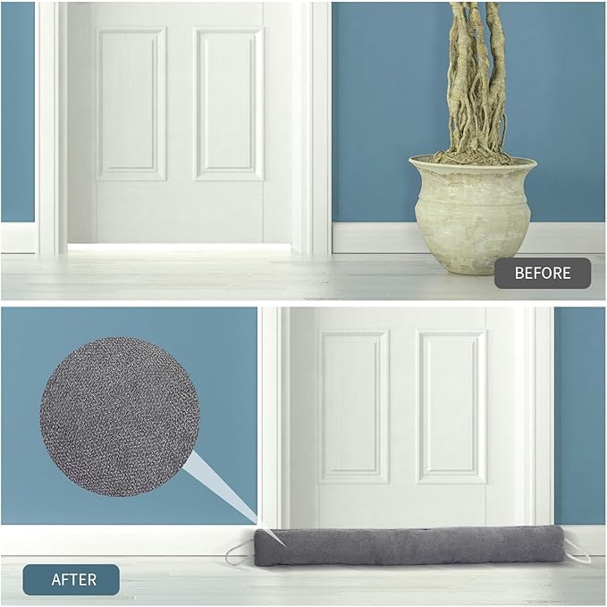 Qunclay 3 Pcs Weighted Under Door Draft Stopper 36 x 4 Inches Door Sound Blocker Sound Proof Draft Guard for Bottom of Wind Noise Air Reducer(Gray)
