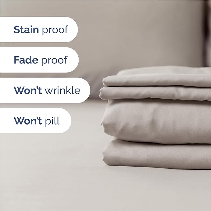 King 6 Piece Sheet Set - Cooling, Comfy & Breathable - Hotel Luxury Bedding, Includes Fitted Sheet for Women, Men, Kids & Teens - 1 Flat, 1 Fitted Sheet, 4 Pillowcases with Deep Pockets - Light Grey