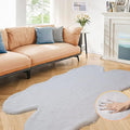 Grey Faux Rabbit Washable Furry Fur Area Rugs for Living Room Bedroom Gray Fluffy Sheepskin Rug Nursery Decor 4x6 Area Rug