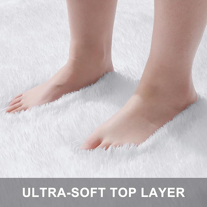 OLANLY 6x9 Machine Washable Large Area Rugs for Living Room, Bedroom, Soft Fluffy Shaggy Bedside Rug, Indoor Floor Carpet for Kids Girls and Boys, Dorms, Nursery, Home Decor Aesthetic, White