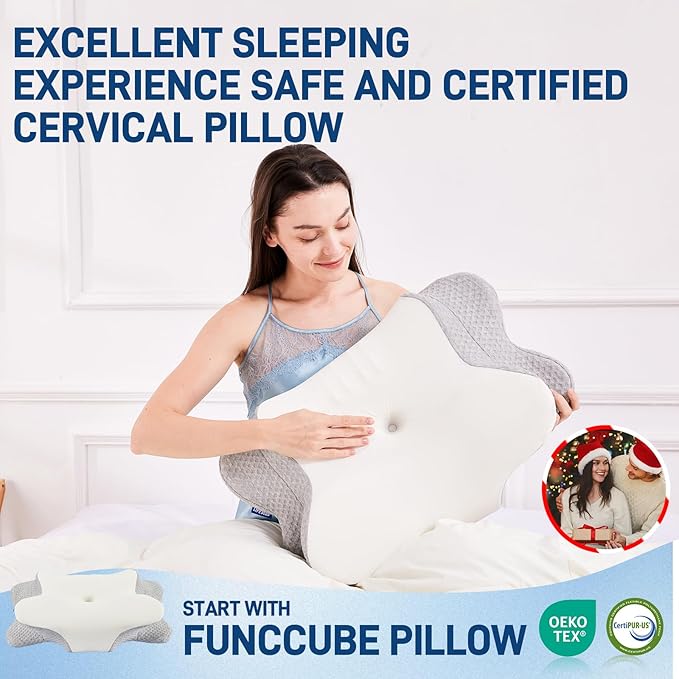 Cervical Neck Pillow for Neck Pain Relief – Orthopedic Contour Memory Foam Pillow for Side & Back Sleepers, Ergonomic Neck Support, Cooling Butterfly Pillow