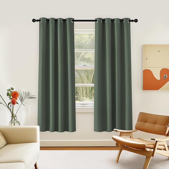 NICETOWN Room Darkening Curtain for Living Room - Energy Saving Thermal Insulated Grommet Room Darkening Curtain/Drape for Bedroom (1 Panel, 46 by 72, Dark Mallard)