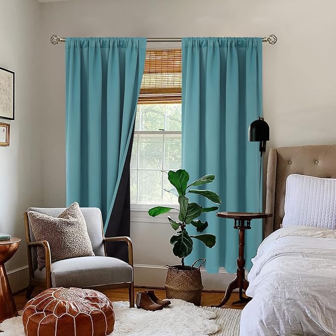 BGment Blackout Curtains 84 Inch Length 2 Panels Set for Bedroom, 100% Room Darkening Thermal Insulated Dark Curtains for Living Room Soundproof Window Curtains, 52 Inch Wide, Sea Teal