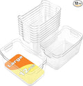 Clear Plastic Storage Bins - 12 Pack Pantry Organizers and Storage,Large Clear Pantry Organizer Bins, Plastic Containers with Handle for Kitchen,Freezer,Cabinet,Closet,Bathroom Under Sink