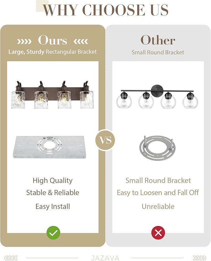 Bathroom Vanity Light Fixtures 4-Light Hammered Glass Modern Wall Mounted Over Mirror Oil Rubbed Bronze - VL01ORBH-4