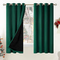BGment Thermal Insulated 100% Blackout Curtains for Bedroom with Black Liner, Double Layer Full Room Darkening Noise Reducing Grommet Curtain (52 x 63 Inch, Emerald, 2 Panels)