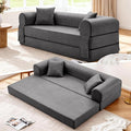 Convertible Folding Sofa Bed,78.5 Inch Faux Leather Futon Couch with Pillows & Storage Pocket,5-in-1 Queen Sleeper Sofa in a Box with Pull Out Bed,Boneless Couch for Living Room Bedroom,Gray