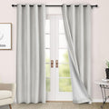 Macochico 100% Blackout Chenille Curtains for Living Room Classic Chenille Window Curtain Panels Thermal Drapes for Bedroom Hotel Grommet Curtains with Tieback White 84" Wx96 L 1 Panel