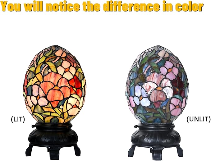 Egg Lamp - 12" H - Stained Glass Lamp - Unique Lamps - Tiffany Lamp Style (Egg lamp)