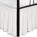 Biscaynebay Wrap Around Bed Skirts with Split Corners for Full Beds 16" Drop, Ivory Elastic Dust Ruffles Adjustable Easy Fit Wrinkle & Fade Resistant Silky Luxurious Fabric Machine Washable