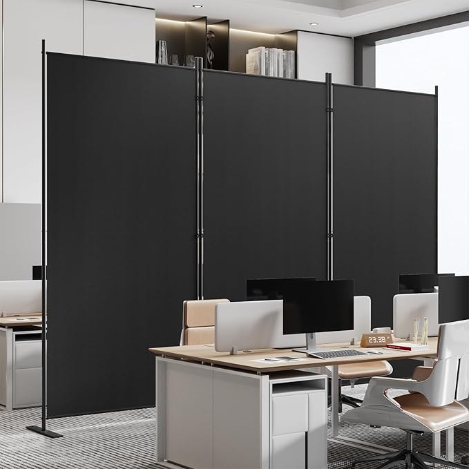 C-Hopetree 3 Panels Room Divider, 6 Ft Tall Indoor Folding Privacy Screen, Portable Partition Separator, Freestanding Separation Temporary Wall for Office, Bedroom, 102" W X 71" H, Black
