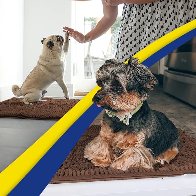 Muddy Mat® Shown on TV – Super Absorbent Door Mat Indoor, Microfiber Quick Dry Chenille Entryway Rug, Non-Slip Front Door Mat, Indoor Mats for Entryway, Machine Washable Pet Rug, Brown 36"x60"
