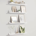 Fun Memories Picture Ledge Shelf for Wall, Floating Shelves Set of 4, 24 Inch Long Nursery Book Shelves for Toys Storage, Kids Bookshelf Wall Mounted for Books Photo Frames, White