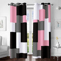 Pink 100% Blackout Curtains for Bedroom 72 inch Length 2 Panels Set Grey Modern Abstract Geometric Black Out Curtains Thermal Insulated Room Darkening Window Drapes for Living Room, 42Wx72L