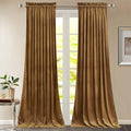 StangH Gold Brown Velvet Curtains for Bedroom, Autumn Curtains Blackout Room Darkening Thermal Insulated Window Drapes for Living Room/Office/Apartment/Bathroom, W52 x L84, 2 Panels