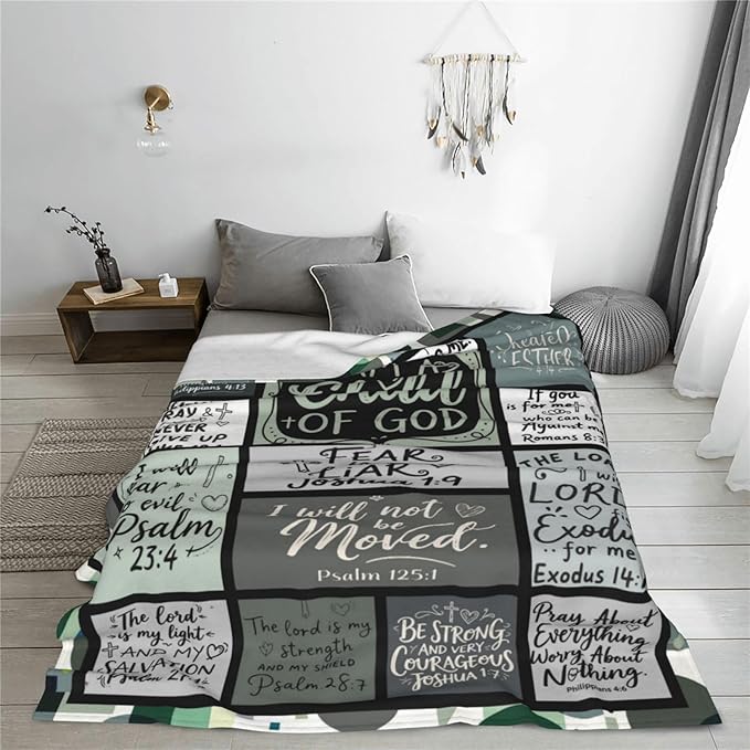 Christian Throw Blanket for Couch, Inspirational Gift for Women, Soft Plush Flannel Blanket, 30"x 40" Thoughts and Prayers Blankets for Bedroom Sofa Living Room Christmas Halloween Decoration