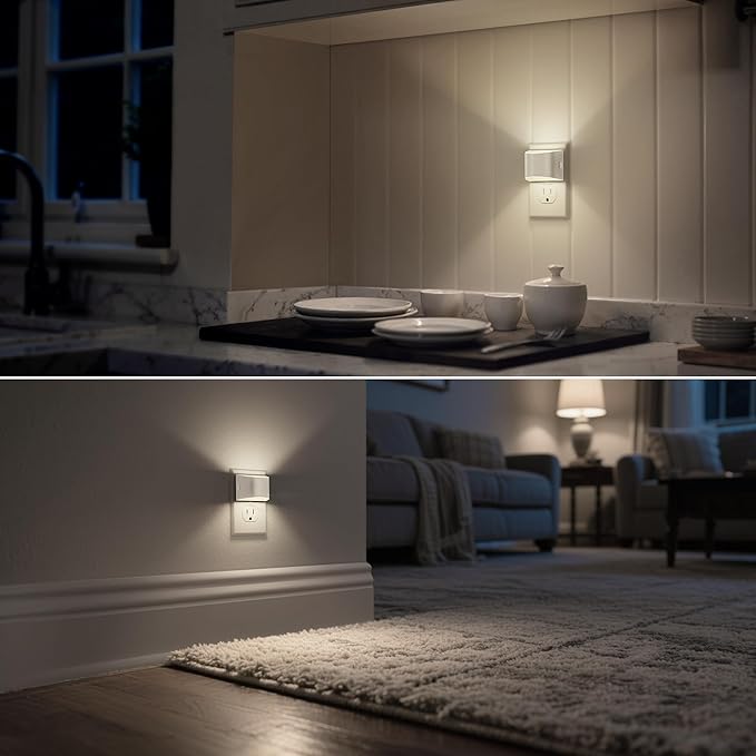 DORESshop LED Night Light[2 Pack], Night Lights Plug into Wall, 3 Level Brightness Adjustable Plug in Night Light, Dusk to Dawn Sensor Nightlights for Adults,Bedroom,Bathroom,Hallway,5000K White Cover