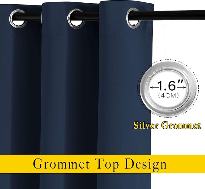 NICETOWN Navy Blackout Curtains 84 inch Length 2 Panels, Grommet Thermal Insulated Window Treatments Light & Sound Reducing Drapes for Living Room/Bedroom, W46 x L84
