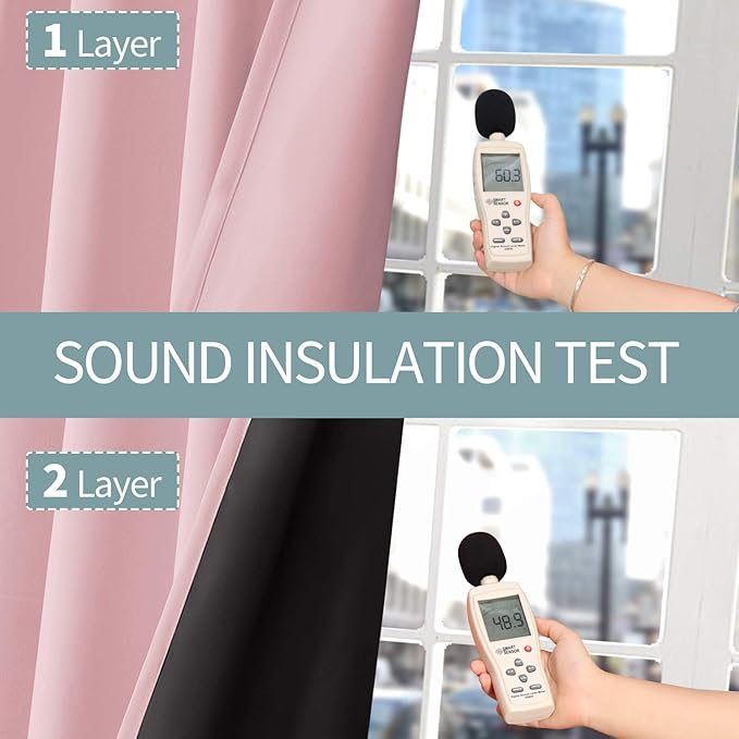 BGment Baby Pink 100% Blackout Curtains for Nursery Bedroom 84 Inch Length 2 Panels, Thermal Insulated Full Light Blocking Grommet Noise Cancelling Window Curtains for Girls Room, 38 Inch Wide Each