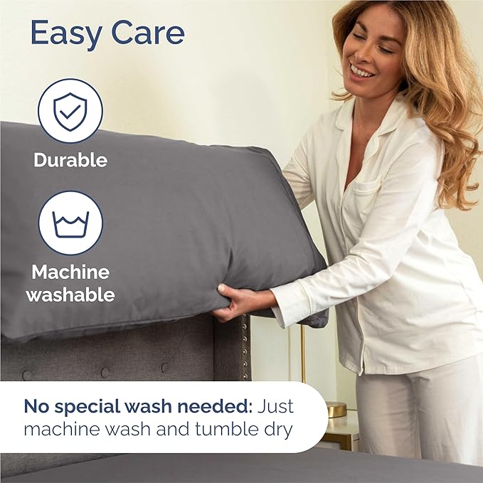 Full 6 Piece Sheet Set - Cooling, Comfy & Breathable - Hotel Luxury Bedding, Includes Fitted Sheet for Women, Men, Kids & Teens - 1 Flat, 1 Fitted Sheet, 4 Pillowcases with Deep Pockets - Dark Grey