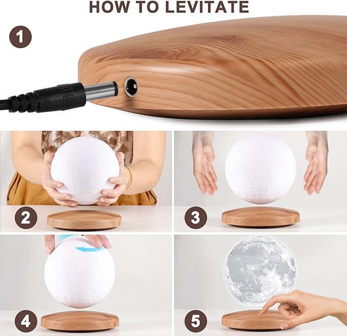 Levitating Moon Lamp Galaxy Lamp 6 inch 18 Colors LED 3D Moon Light, Remote & Touch Control Lava Lamp Moon Night Light Gifts for Girls Boys Kids Women Birthday