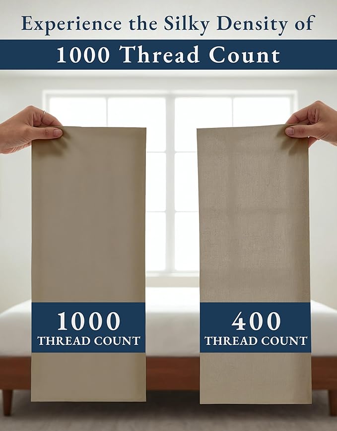 LANE LINEN 100% Egyptian Cotton Sheets Twin Size Bed Set - 1000 Thread Count, Machine Washable, Naturally Temperature Regulating, Sustainable, No Pill, Fade Resistant Twin Bedding Set – Taupe