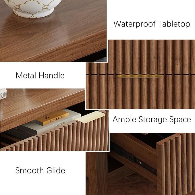 Modern 9 Drawer Dresser, Mid-Century Storage Chest with Solid Wood Legs, Large Organizer Cabinet & TV Stand for Bedroom, Living Room, or Hallway, Walnut Oak