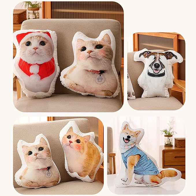 Custom Pillow with Picture, Custom Body Pillow Photo Shaped Dog Cat Face Pillow, Customized Funny White Elephant Gifts for Mom Dad, Personalized Gag Gifts for Boyfriend, Customizable Pet Cute Pillow