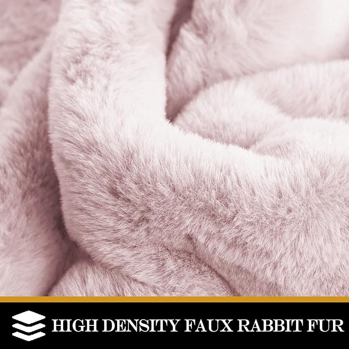 Latepis Faux Rabbit Fur Dorm Rug Light Pink Round Rugs 5ft Fluffy Washable Non-Slip Rug for Living Room, Bedroom, Nursery and Playing Room