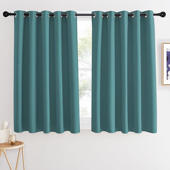 NICETOWN Blackout Curtains 54 Inches Long, Thermal Insulated Room Darkening Curtains for Bedroom, Window Treatment Drapes for Living Room Nursery (W66 x L54 Inch, Sea Teal, 1 Panel)