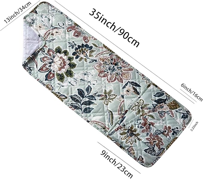 Brilliant Sunshine Vintage Beautiful Green Flowers Couch Armrest 5 Pockets Organizer, Slip Resistant Armchair Caddy, Washable Remote Controls Holder, Storage for Magazine, Tablet, iPad, 35×13", Green
