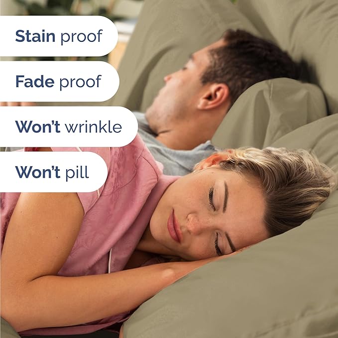 Twin 4 Piece Sheet Set - Cooling, Comfy & Breathable - Hotel Luxury Bedding, Includes Fitted Sheet for Women, Men, Kids and Teens - 1 Flat, 1 Fitted Sheet, 2 Pillowcases with Deep Pockets - Khaki