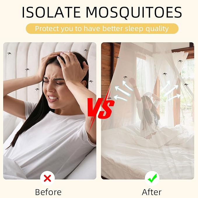 4 Corners Mosquito Net for Mosquiteros para Camas Bed Canopies Netting Bed Drapes Rectangular Mosquito Mesh for Camping Home Outdoor Travel(White,L87 X W79 X H79 Inch,1 Opening)