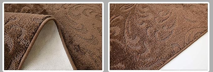 8 FT Long Non-Slip Washable Brown Carpet Runner Rug with Rubber Backing (26" X 8'), Custom Floor Mat for Kitchen Hallway Stairs Bedroom Bathroom Entryway, Your Choice of Length, Floral Pattern