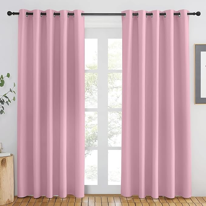 NICETOWN Rouge Pink Blackout Curtains 84 inch Length, Grommet Top Room Darkening Drapes for Bedroom Living Room, Light Blocking Window Covering for Privacy (W66 x L84 Inch, 1 Panel)