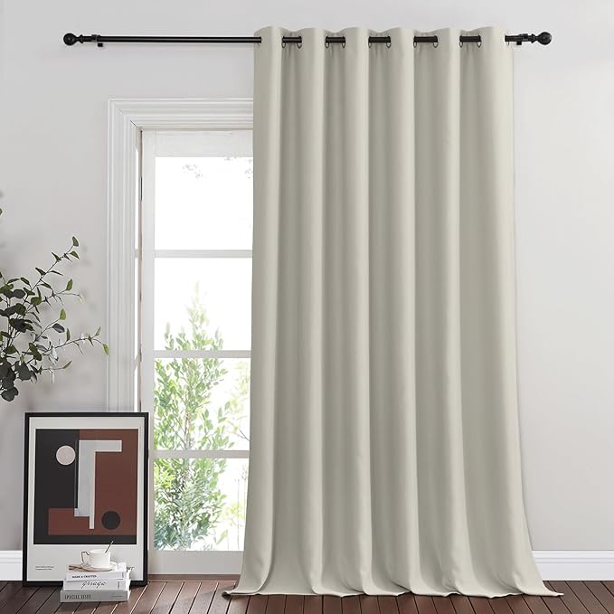 NICETOWN Blackout Curtains & Drapes - Privacy Thermal Efficiency Backdrop Curtains for Bedroom Room Divider Living Room Patio Sliding Glass Door, Wide 80 x Long 144 inch, Natural, 1 Panel