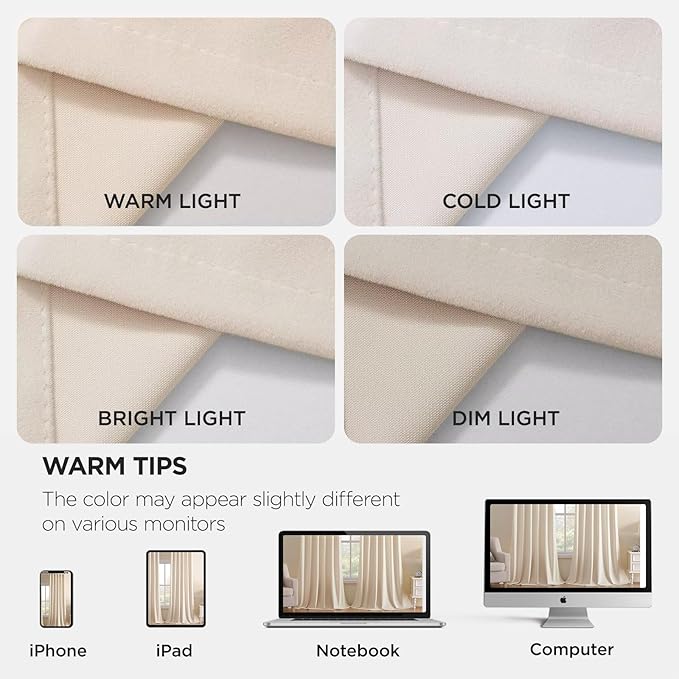 Joydeco Velvet Curtains White Blackout Curtains Thermal Insulated 120 inches Extra Long Window Curtains Soft Room Darkening Drapes for Bedroom Living Room Elegant Rod Pocket 2 Panels Cream White