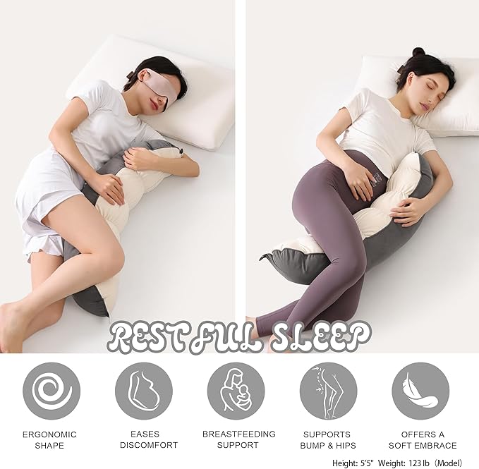 Peallow(Pat. Pend) – Long Round Body Pillow for Adults, Bolster Pillow for Sleeping, Soft and Supportive Pillow for Sleeping & Lumbar Support
