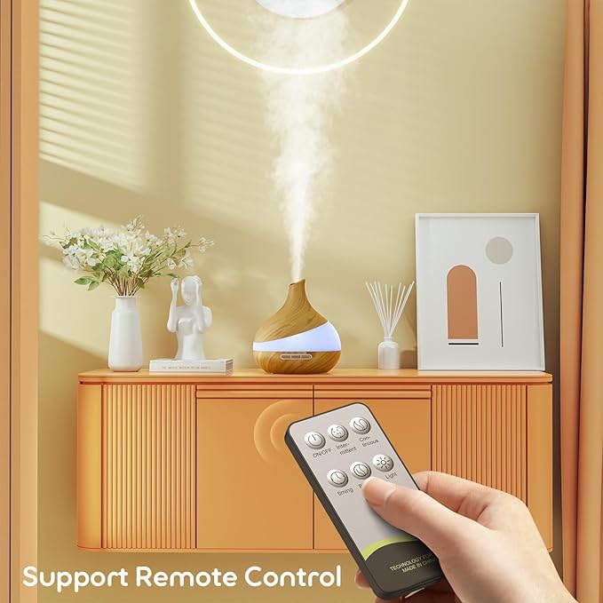HJTHJT 500ML Essential Oil Diffuser: Aroma Diffuser with Remote Control for Hotel Spa Yoga Room - Humidifiers for Bedroom with 14 Colors LED Night Light for Kids/Women Home Relaxation