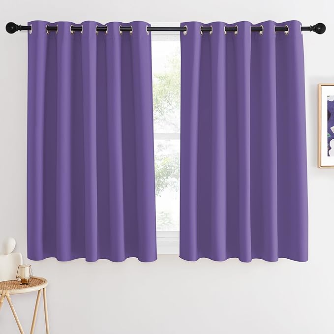 NICETOWN Blackout Curtains 54 Inches Long, Thermal Insulated Room Darkening Curtains for Bedroom, Window Treatment Drapes for Living Room Nursery (W66 x L54 Inch, Lilac Purple, 1 Panel)