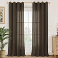 YoungsTex Chocolate Brown Linen Curtains for Living Room 84 Inches Length 2 Panels, Light Filtering Drapes with Grommet Privacy for Dining Bedroom, 52 X 84 Inch